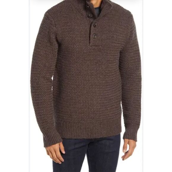 Schott NYC Men's Wool Funnel Neck Military Sweater in Coffee NWT Size X-Large - Picture 1 of 10